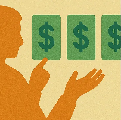 Two hands holding banknotes
